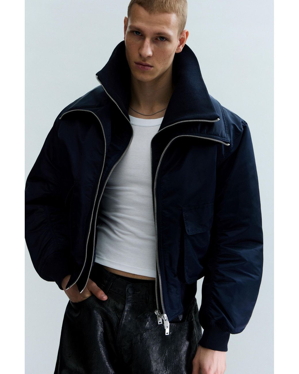Weekday Jacket Weekday Shrunken Nylon Bomber Jacket in Black for Men | Lyst UK