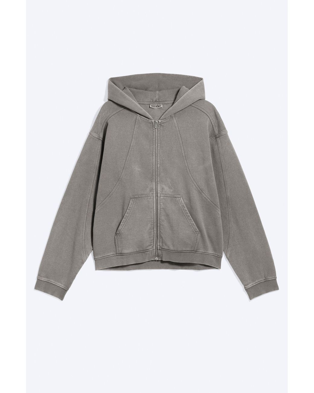 Weekday Gray Boxy Zip Hoodie for men