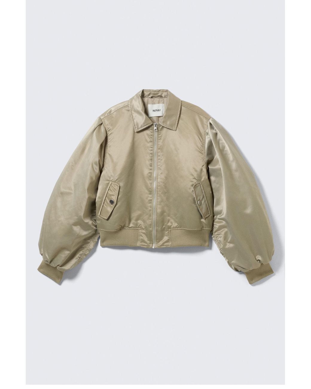 Monki Blue Yulia B Loose Nylon Bomber Jacket