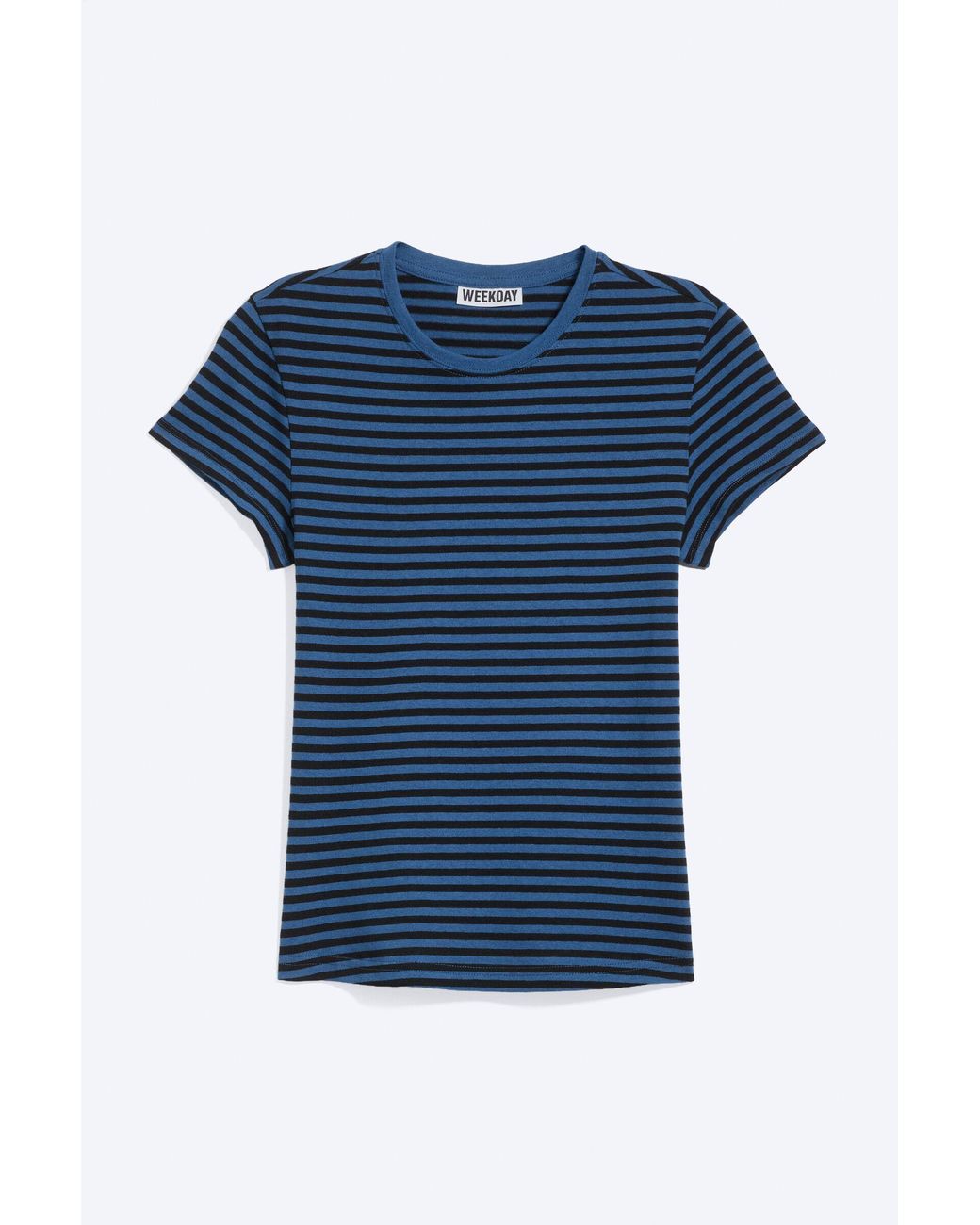 Weekday Blue Slim Short-Sleeved Cotton T-Shirt