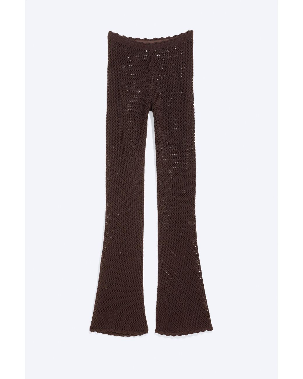 Monki Brown Flared Crochet Trousers