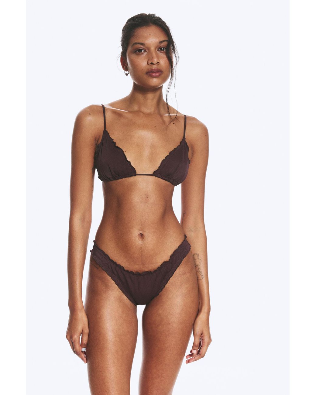 Weekday Brown Frill Bikini Bottoms