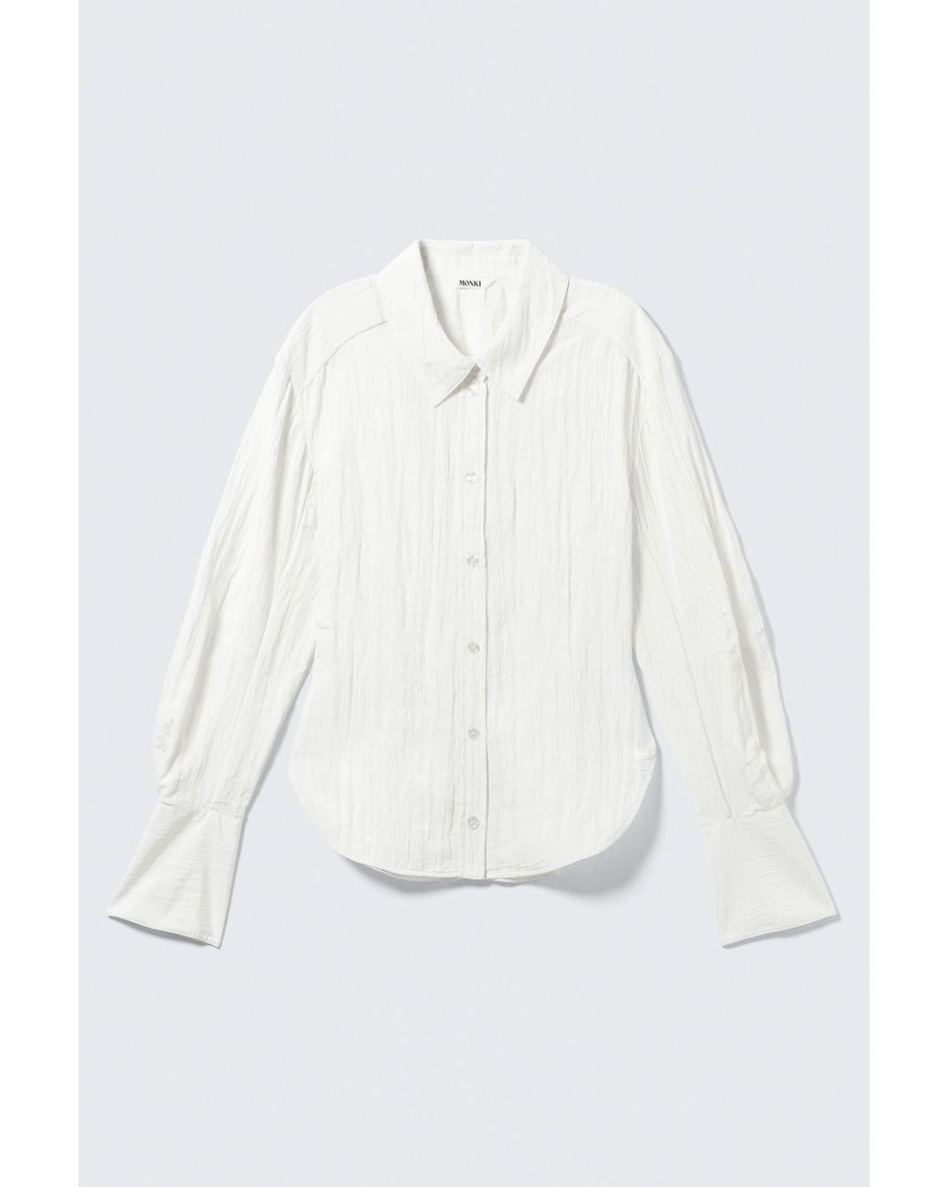 Monki White Fitted Ruched Waist Shirt