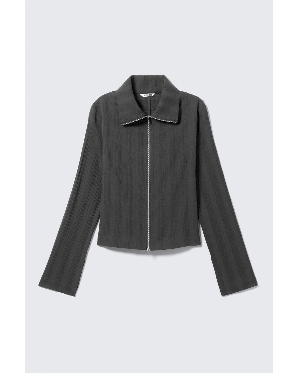 Weekday Black Slim Long-Sleeved Zip Shirt