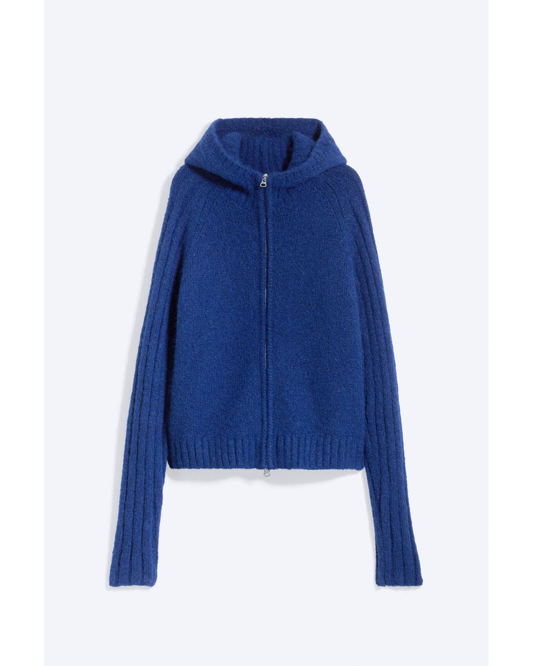 Weekday Blue Knitted Zip Hoodie