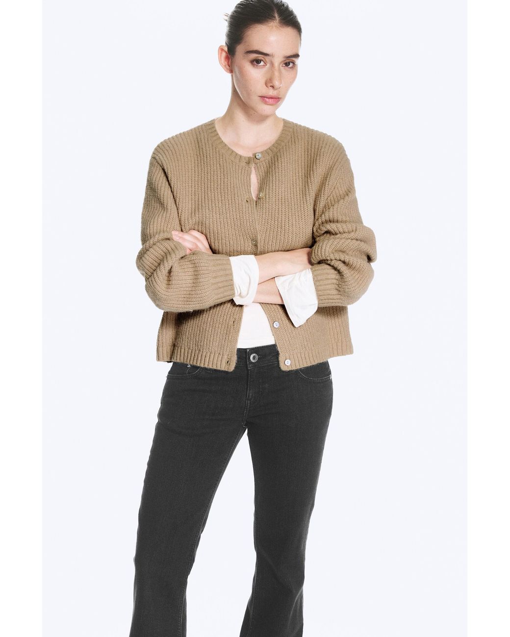Monki Natural Soft Knitted Cardigan
