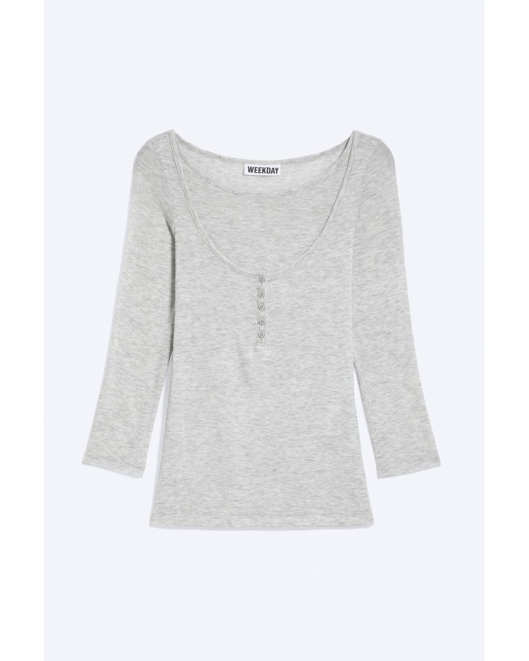 Weekday White Three-Quarter Henley Shirt