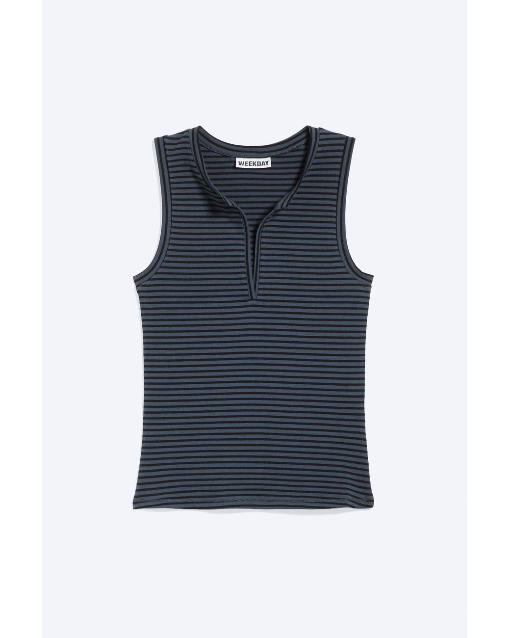 Weekday Blue Slim V-Neck Sleeveless Top