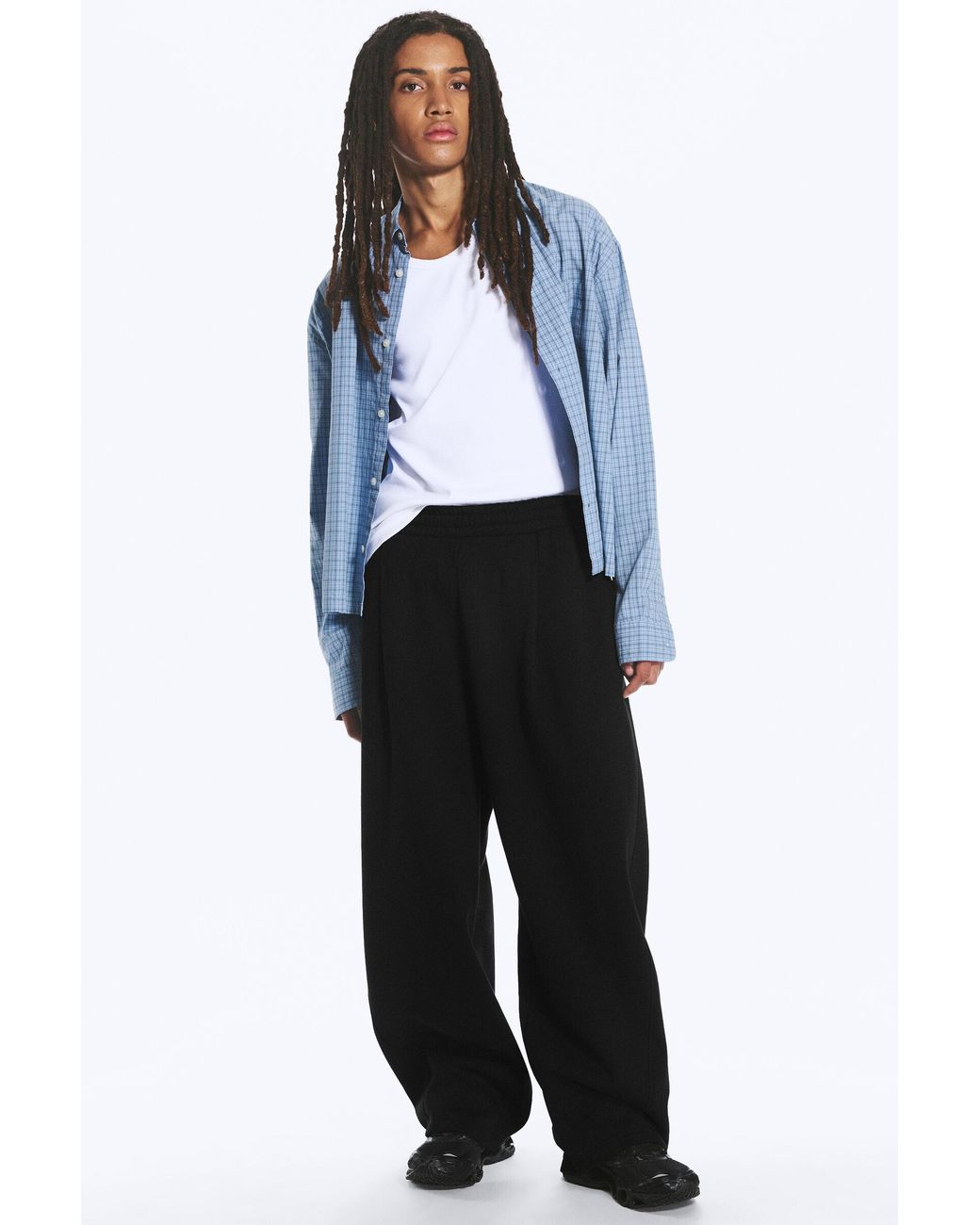 Weekday Black Loose Pleated Sweatpants for men