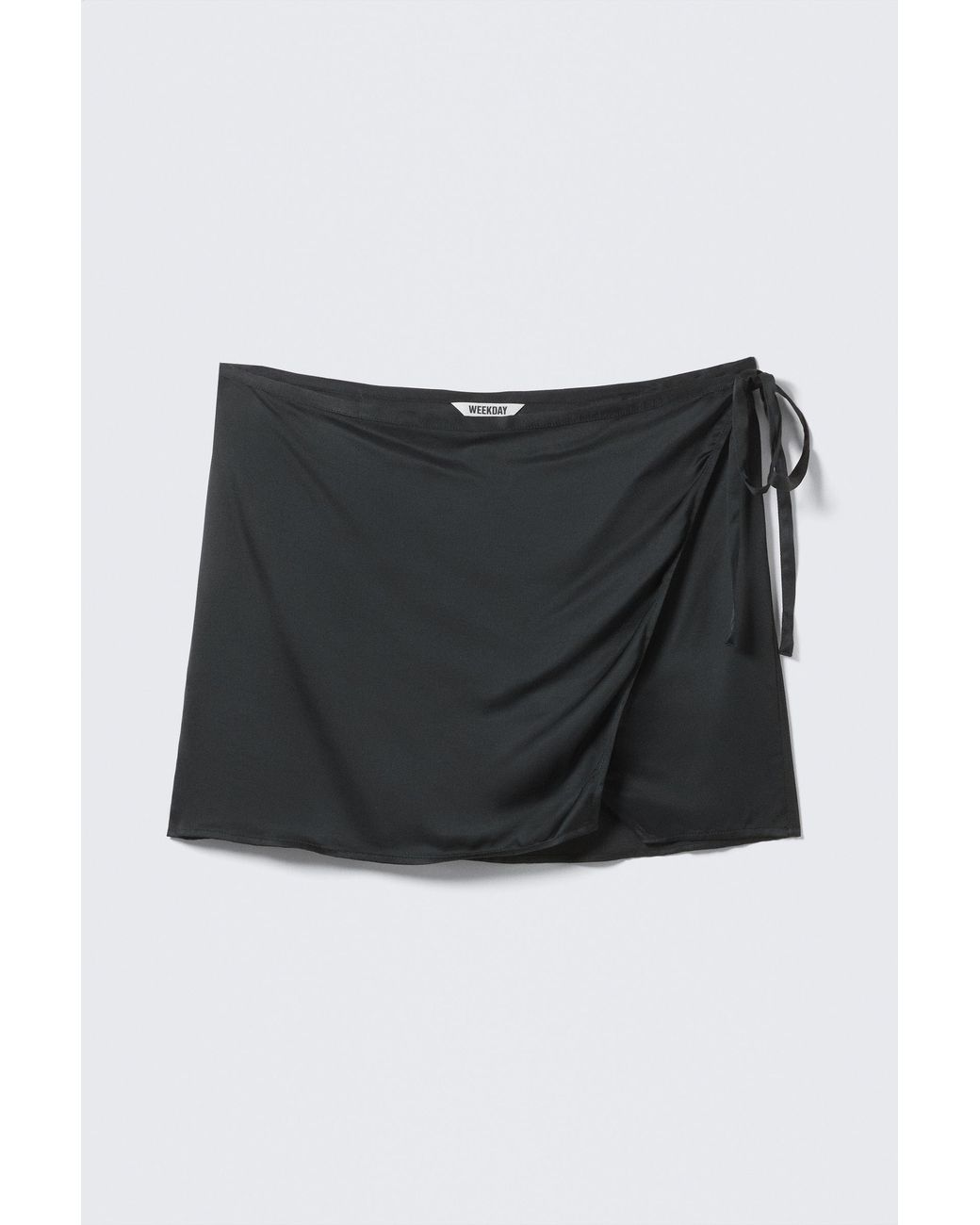 Weekday Black Satin Wrap Mini Skirt
