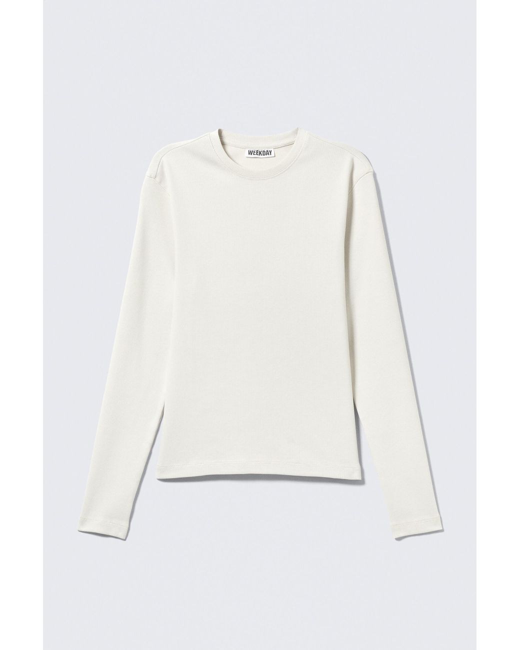 Weekday White Ribbed Long-Sleeved T-Shirt for men