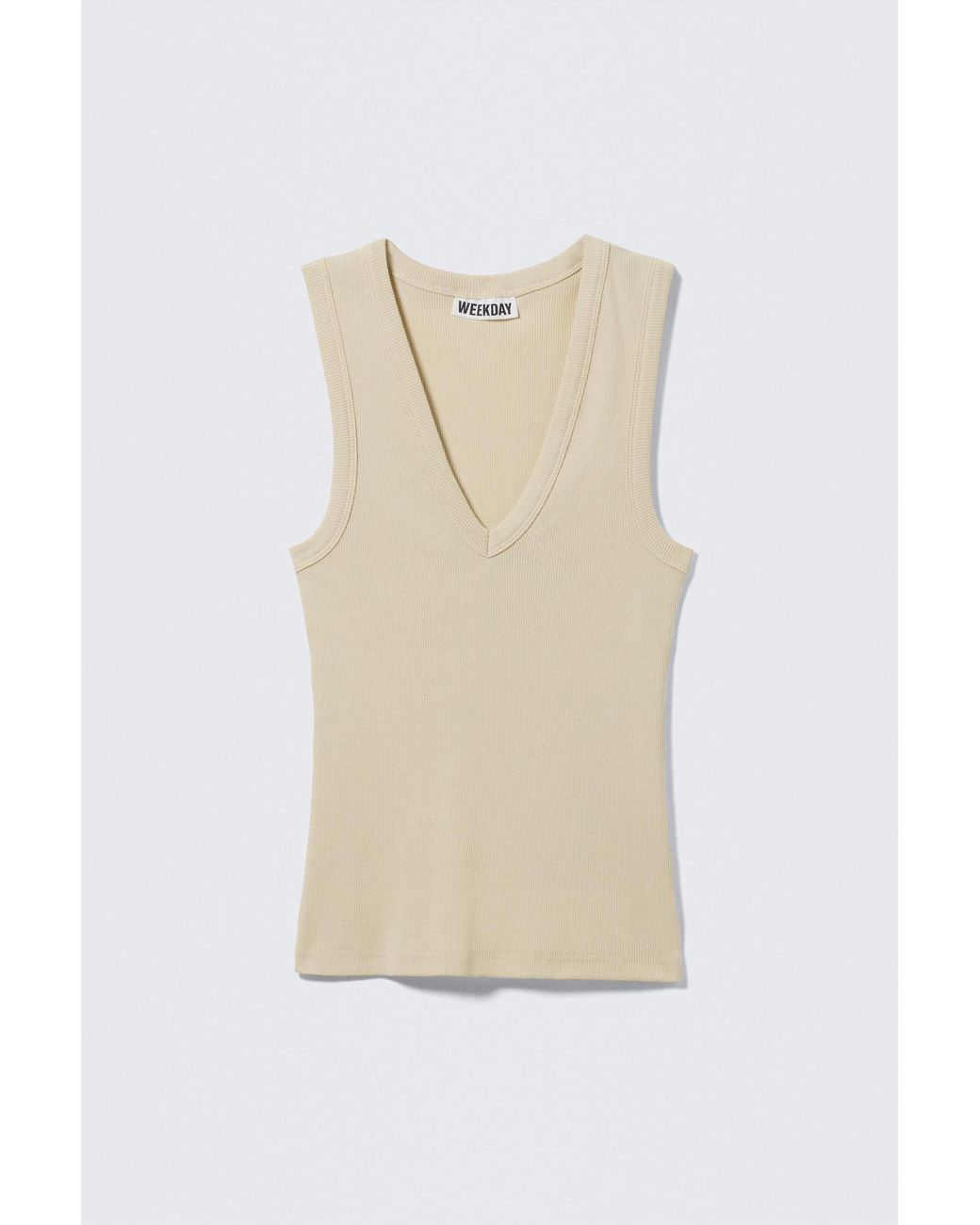 Weekday Black Ribbed V-Neck Tank Top