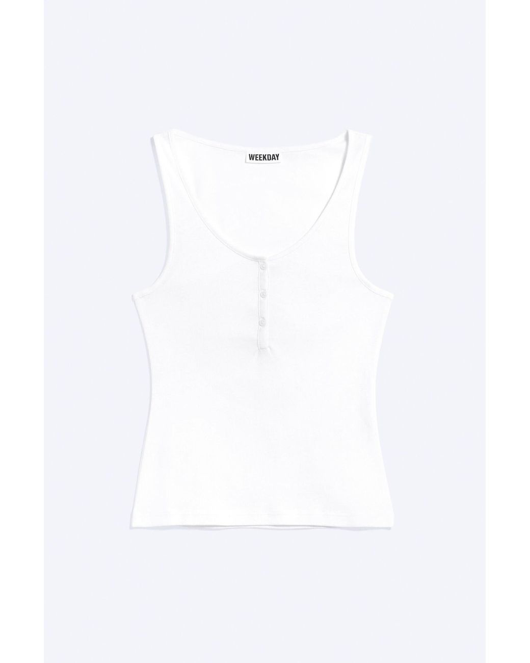 Weekday White Henley Tank Top
