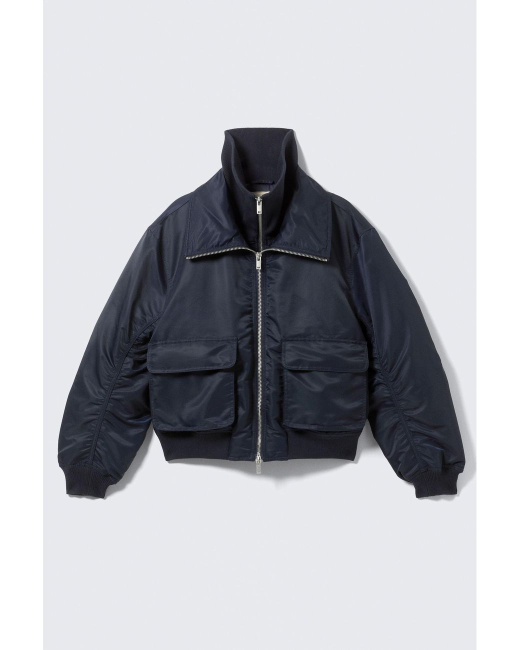 Weekday Shrunken Nylon Bomber Jacket In Black For Men Lyst UK weekday-shrunken-nylon-bomber-jacket-in-black-for-men-lyst-uk
