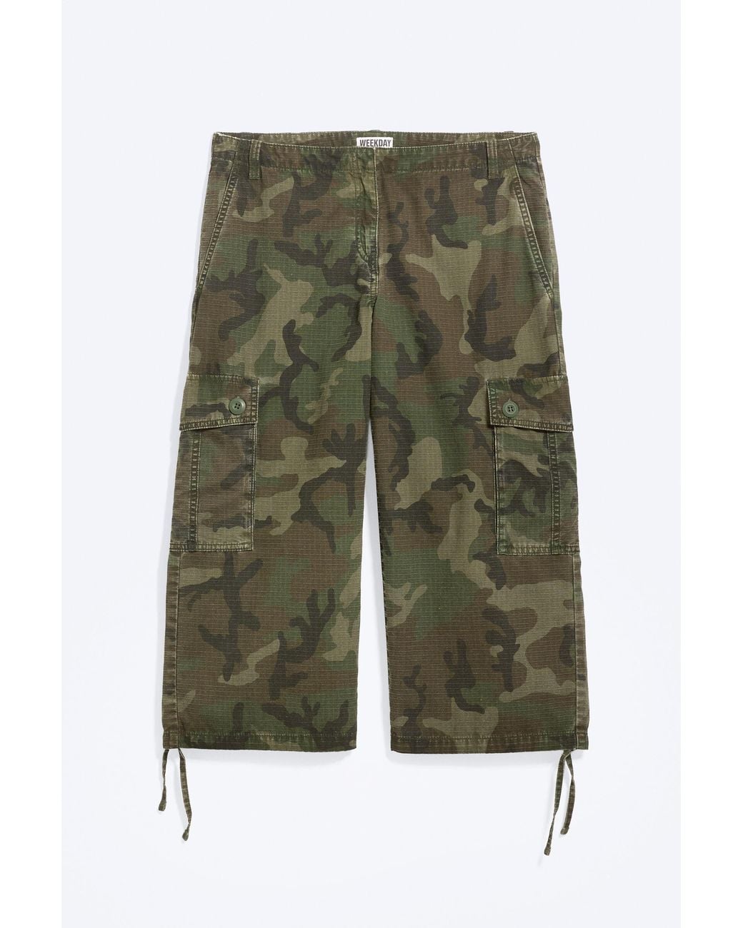 Weekday Green Low-Rise Cropped Cargo Trousers