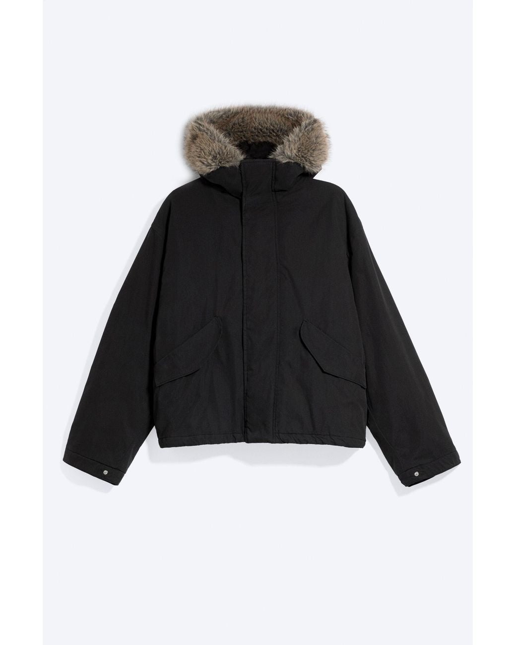Weekday Black Faux Fur-Trim Puffer Jacket for men