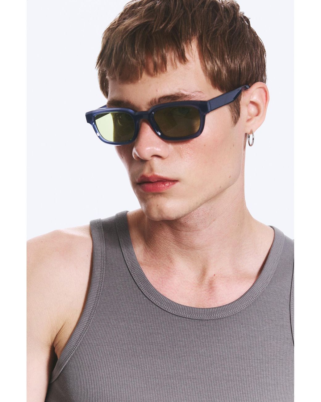 Weekday Green Bold Rectangular Frame Sunglasses