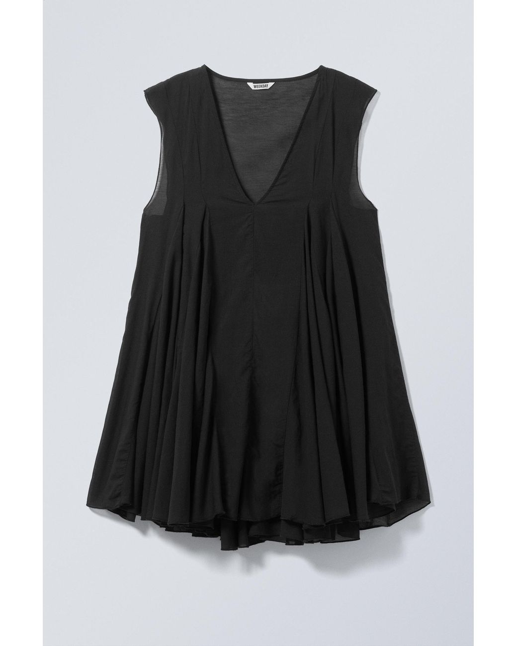 Weekday Black Flowy V-Neck Mini Dress