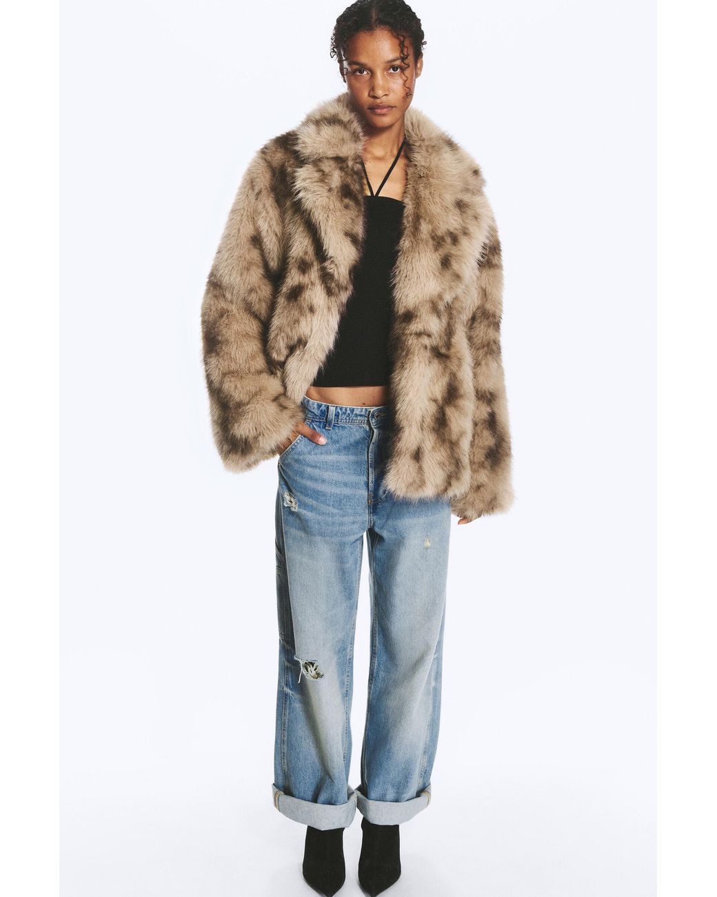 Monki Brown Faux Fur Jacket