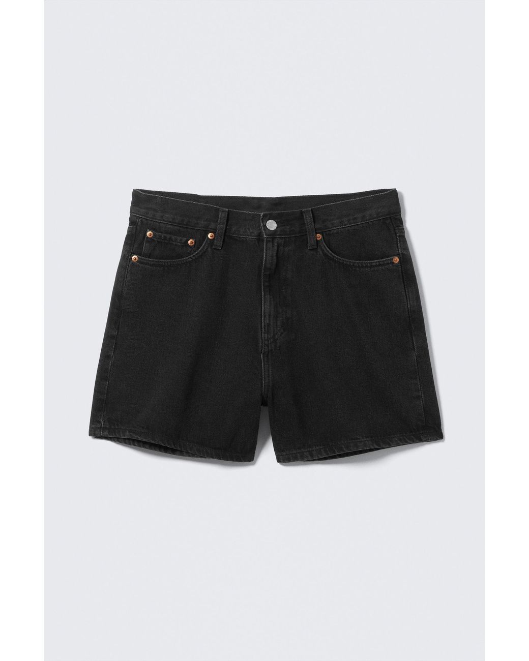 Weekday Black Eris Short Loose Fit Denim Shorts for men