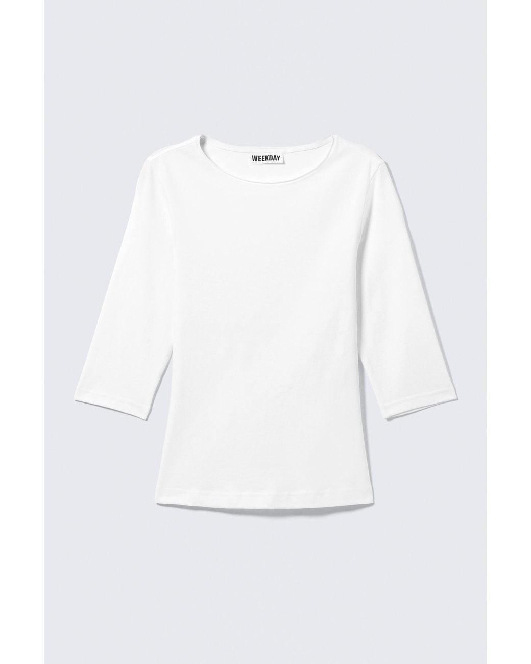 Weekday White Fitted Three-Quarter Sleeve Top
