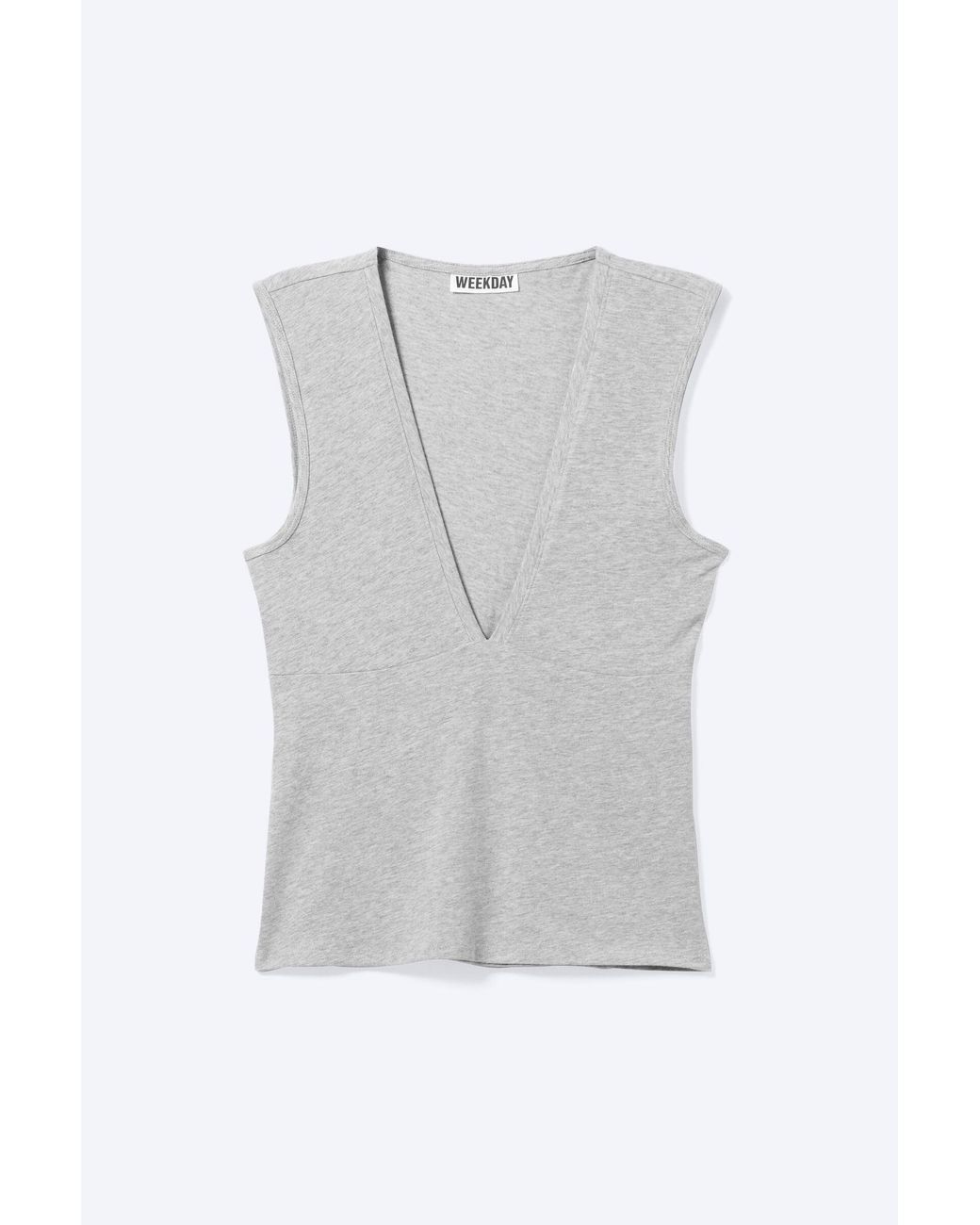 Weekday Blue Fitted V-Neck Sleeveless Top