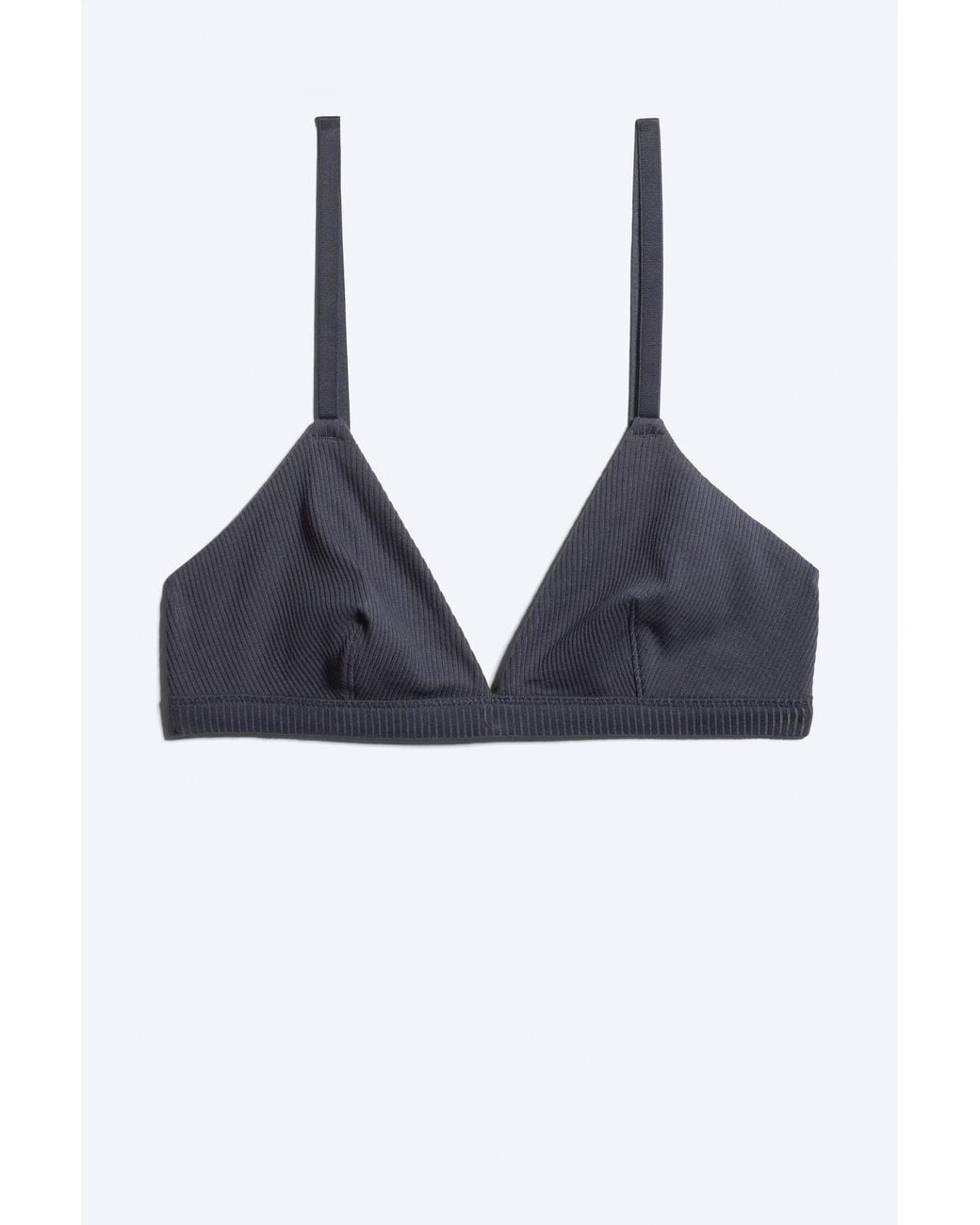 Weekday Blue Minimal Ribbed Soft Triangle Bra