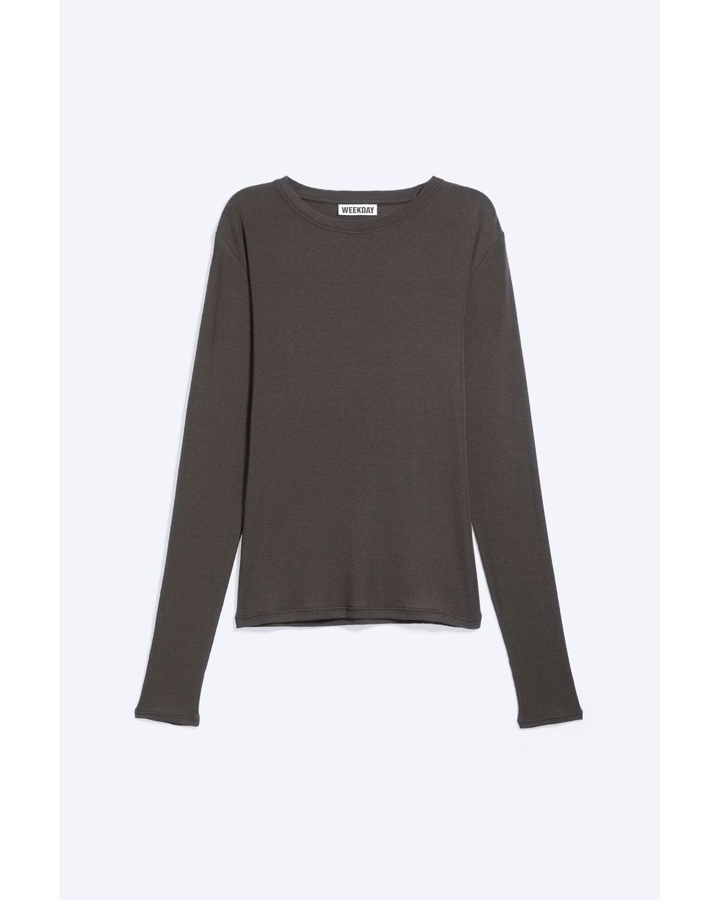 Weekday Gray Slim Wool-Blend Long-Sleeved Top