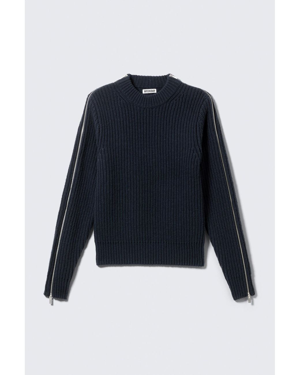 Weekday Blue Slim Zip-Sleeve Wool Sweater for men