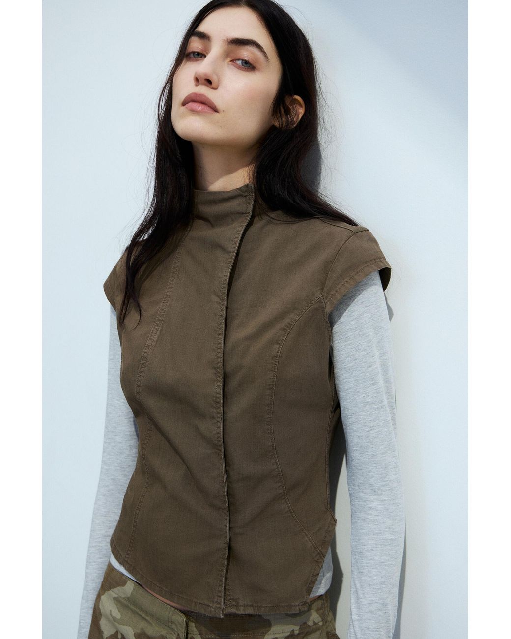 Weekday Green Structured Asymmetric Cotton Top