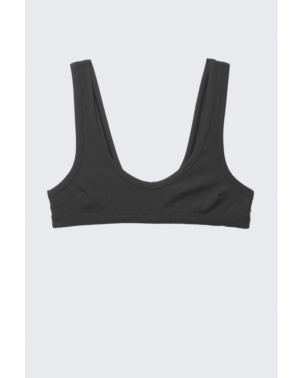 Weekday Black Ribbed Scoop Neck Bikini Top