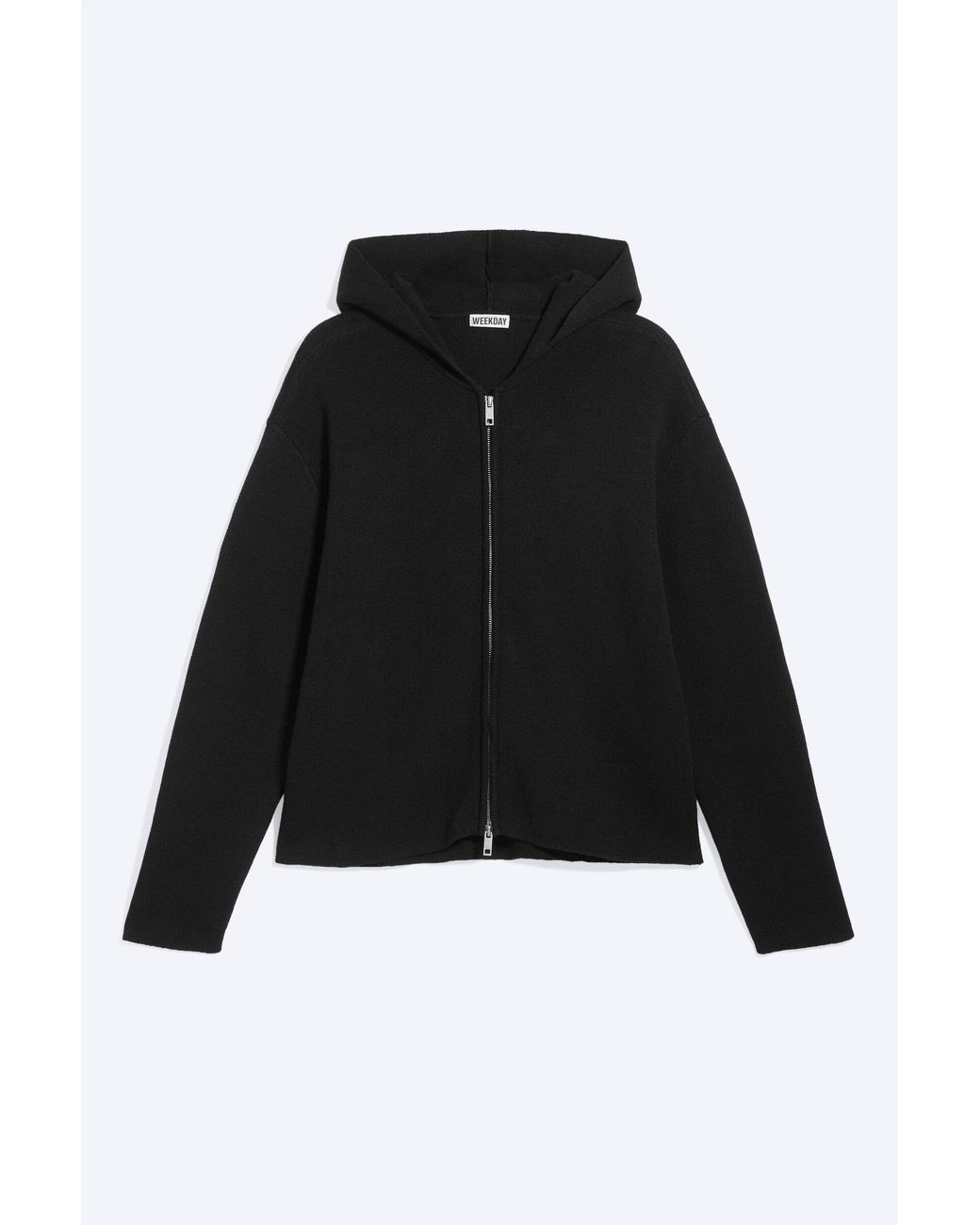 Weekday Black Knitted Zip-Through Hoodie for men