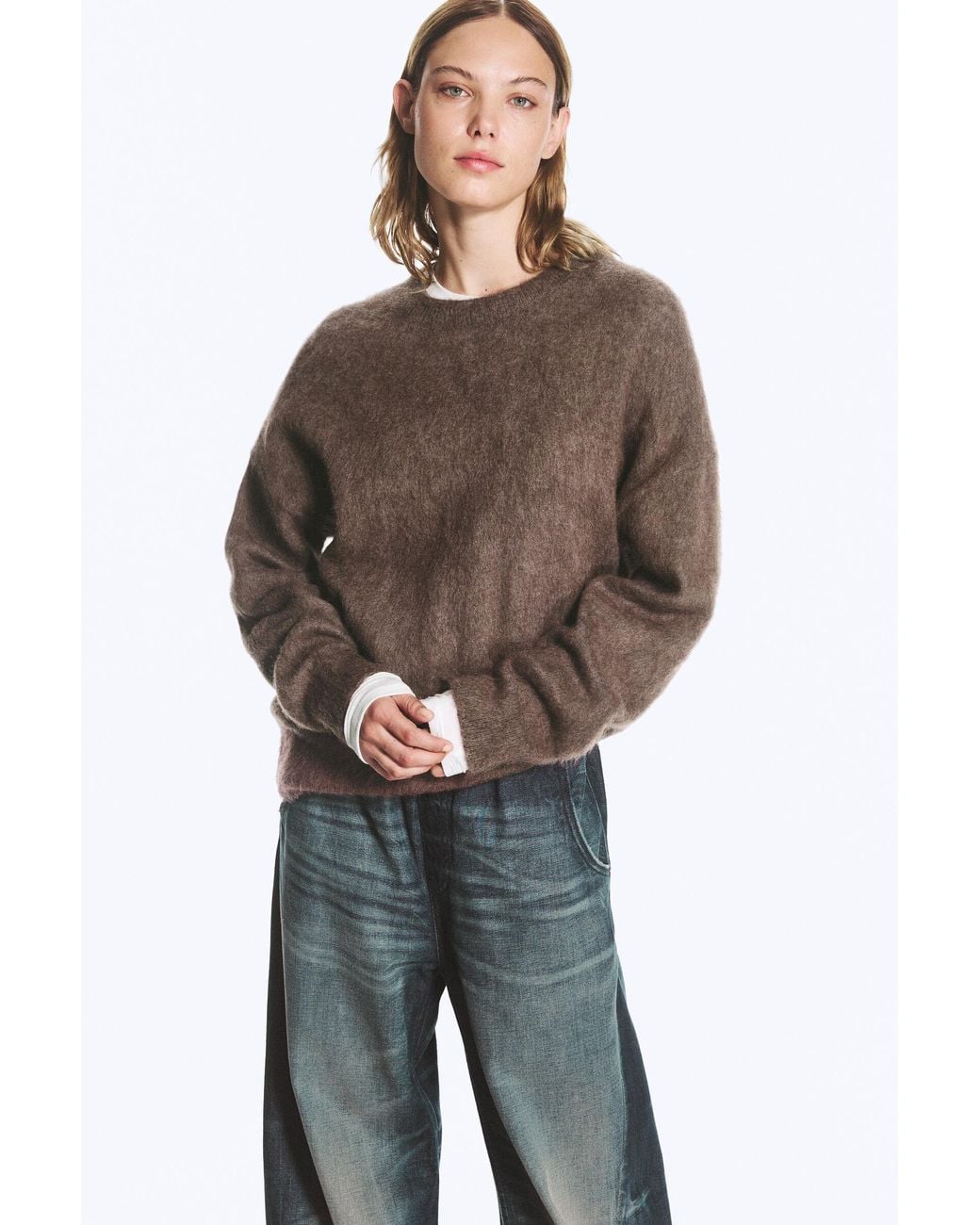 Weekday Black Relaxed Ribbed Crew Neck Sweater
