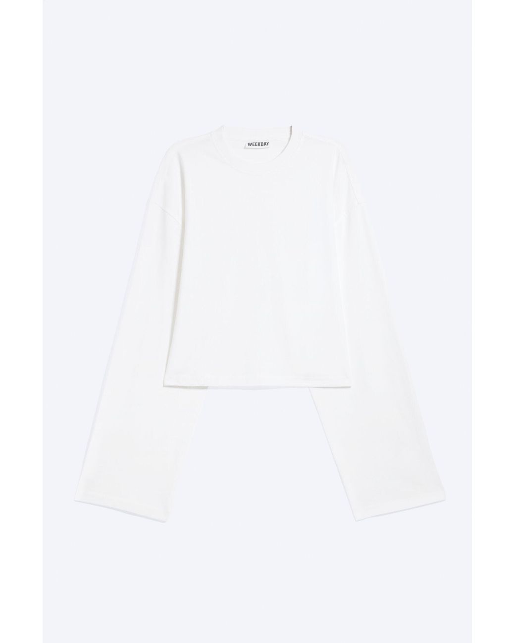 Weekday White Cropped Oversized Long-Sleeved T-Shirt