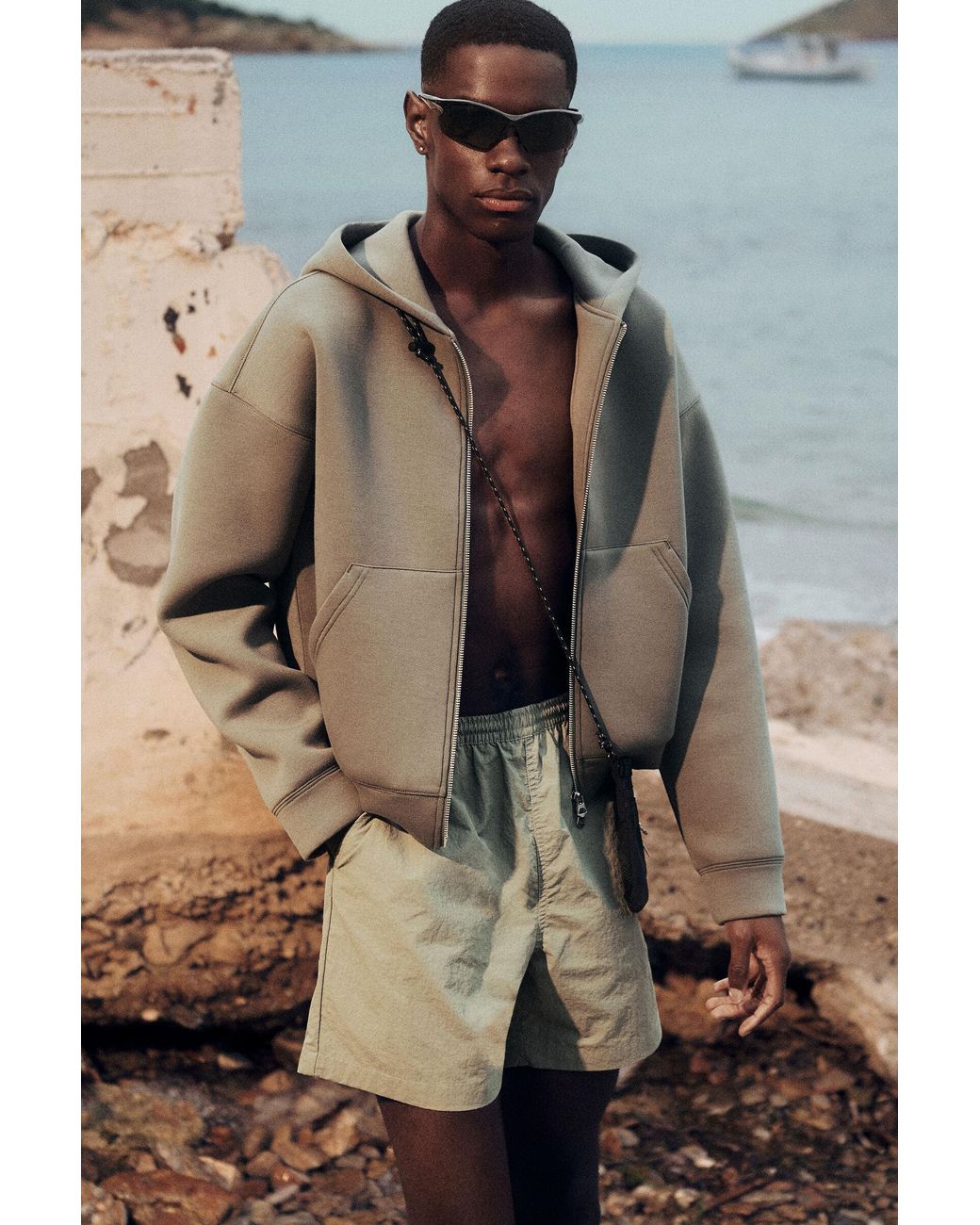 Weekday Green Ed Bleached Swim Shorts for men