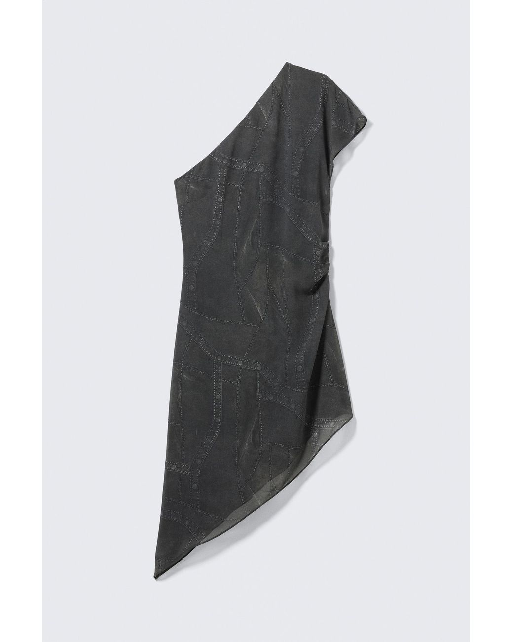 Weekday Black Satin One-Shoulder Mini Dress