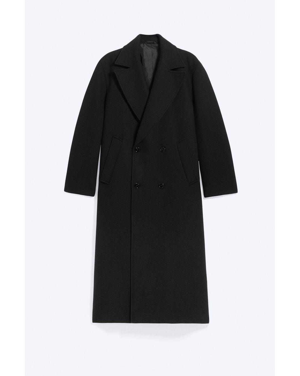 Weekday Black Oversized Double-Breasted Wool-Blend Coat for men