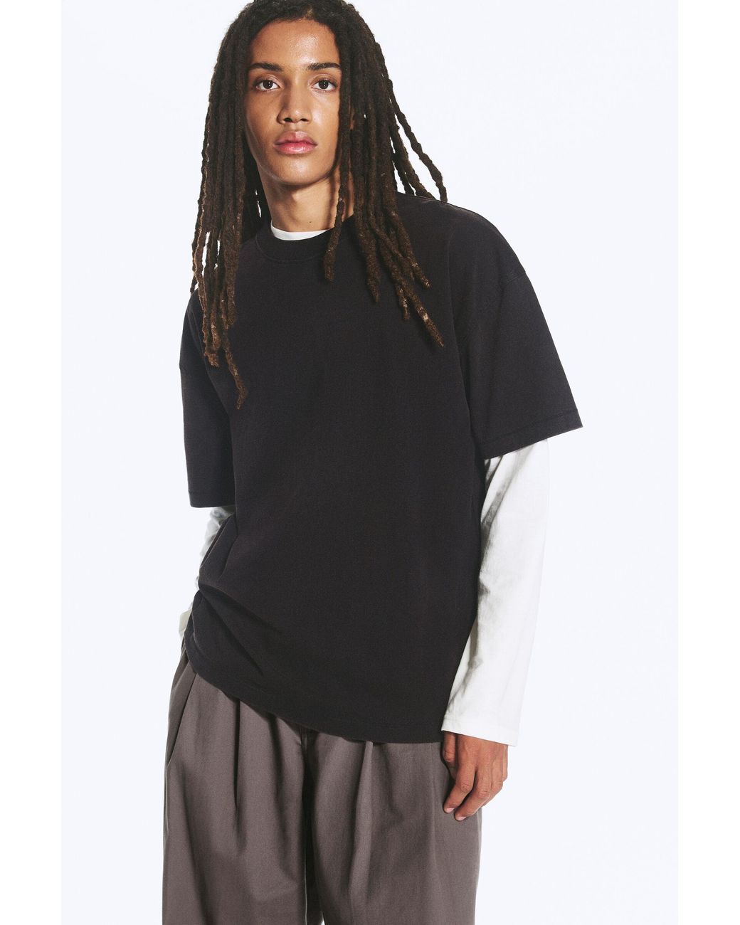 Weekday Black Oversized Boxy T-Shirt for men