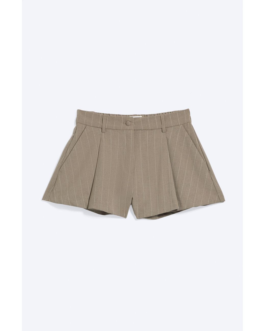 Monki Natural Relaxed Pleated Mini Suiting Shorts