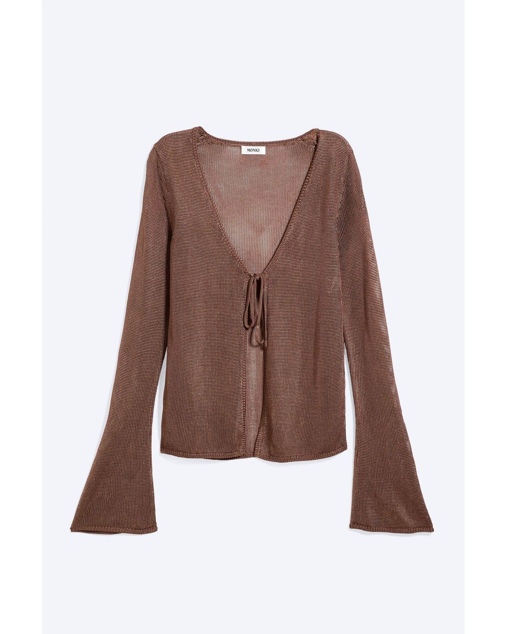 Monki Brown V-Neck Knitted Cardigan