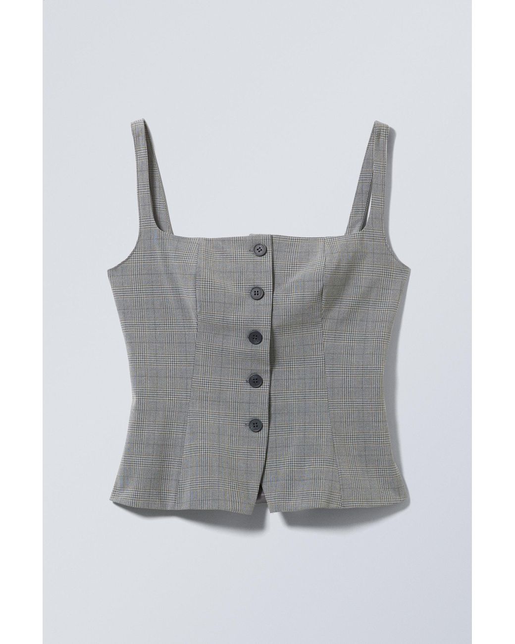 Weekday Gray Square Neck Waistcoat Top
