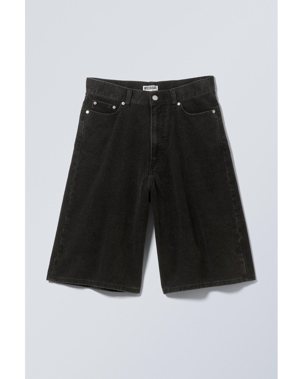 Weekday Black Astro Loose Baggy Corduroy Shorts for men