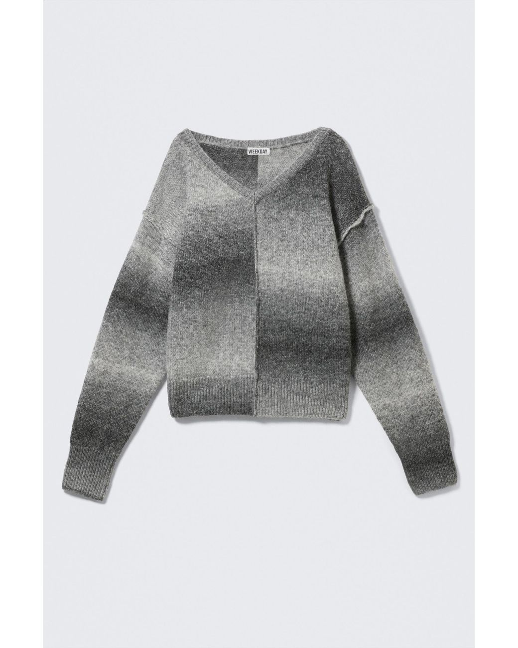 Weekday Gray Space Dye V-Neck Knitted Sweater