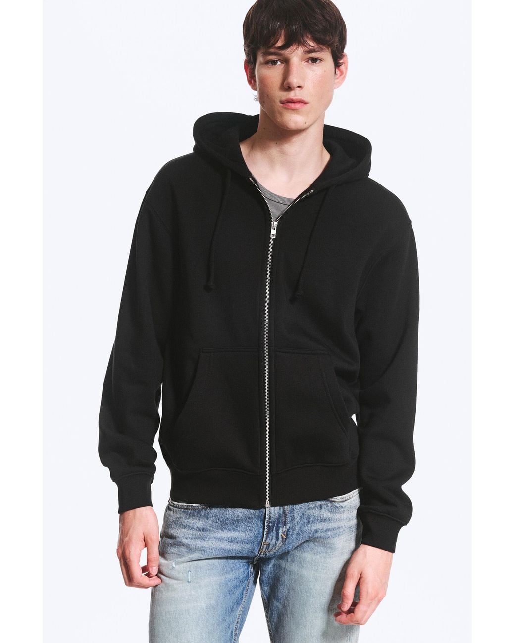 Weekday Black Classic Zip Hoodie for men