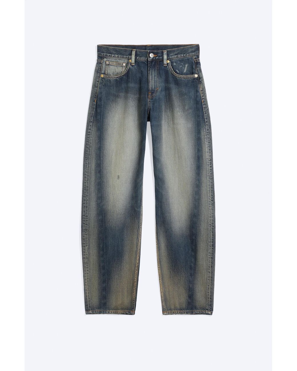 Weekday Blue Nebula Mid Rise Loose Barrel Jeans