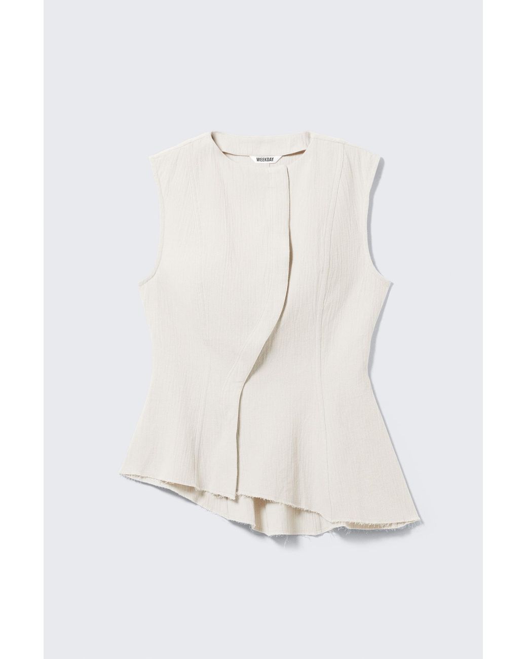 Weekday White Sleeveless Asymmetric Peplum Top