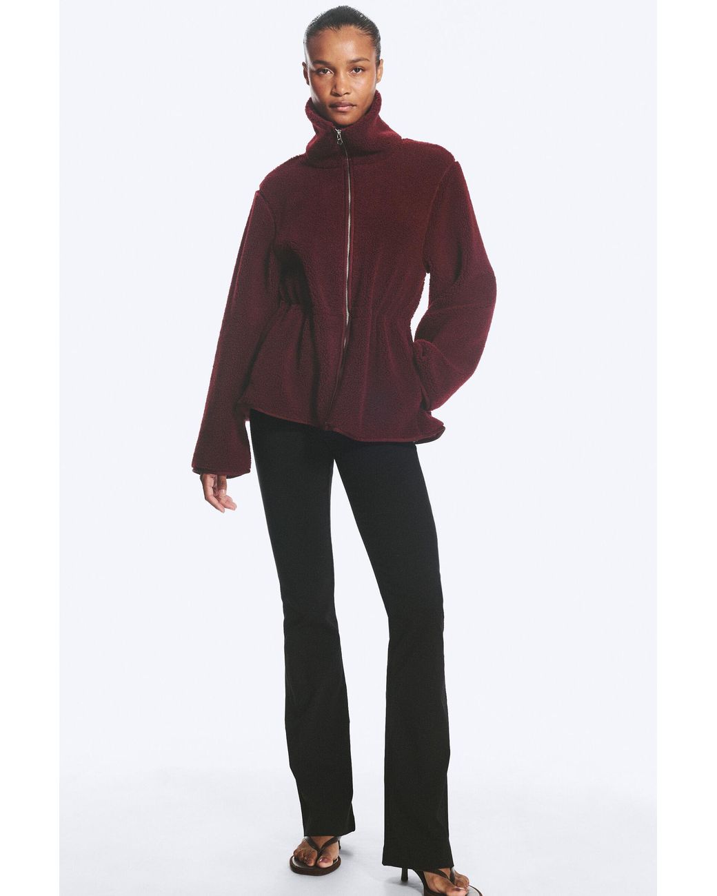 Monki Red Waisted Pile Jacket
