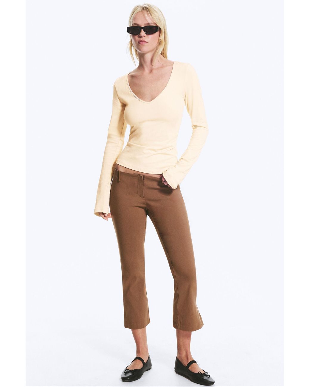 Monki White Low Rise Capri Trousers