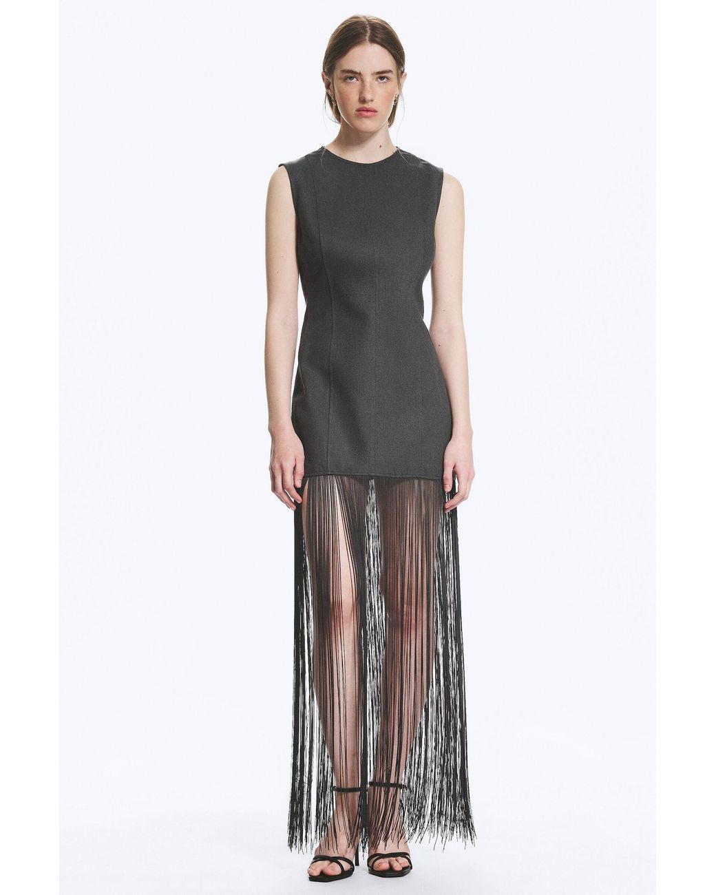 Weekday Gray Fringe Mini Dress