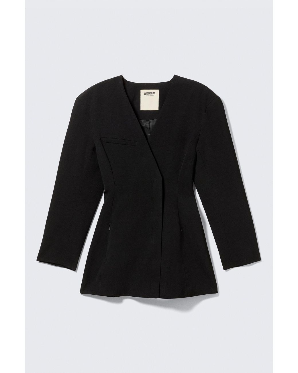 Weekday Black Tailored Linen-Blend Blazer Dress